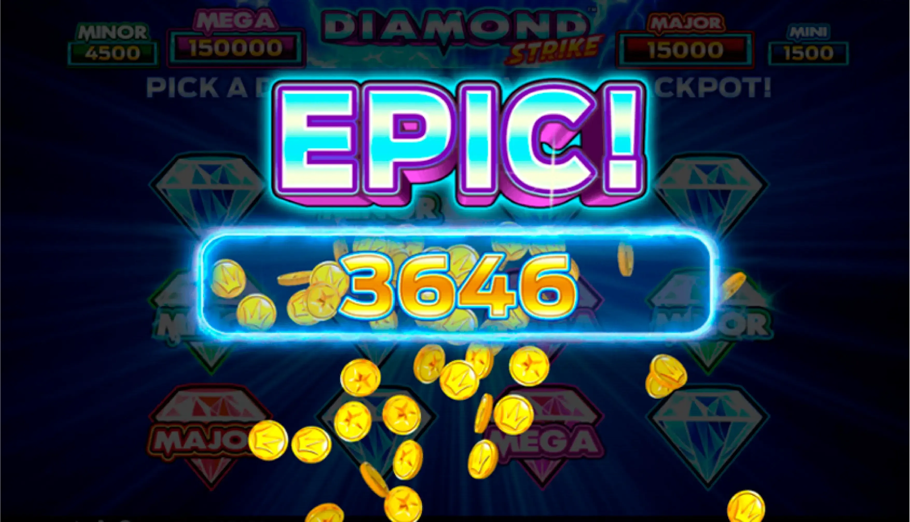 Slot Diamond Strike com jackpot ativado no Esportes da Sorte e símbolo de relâmpago brilhante