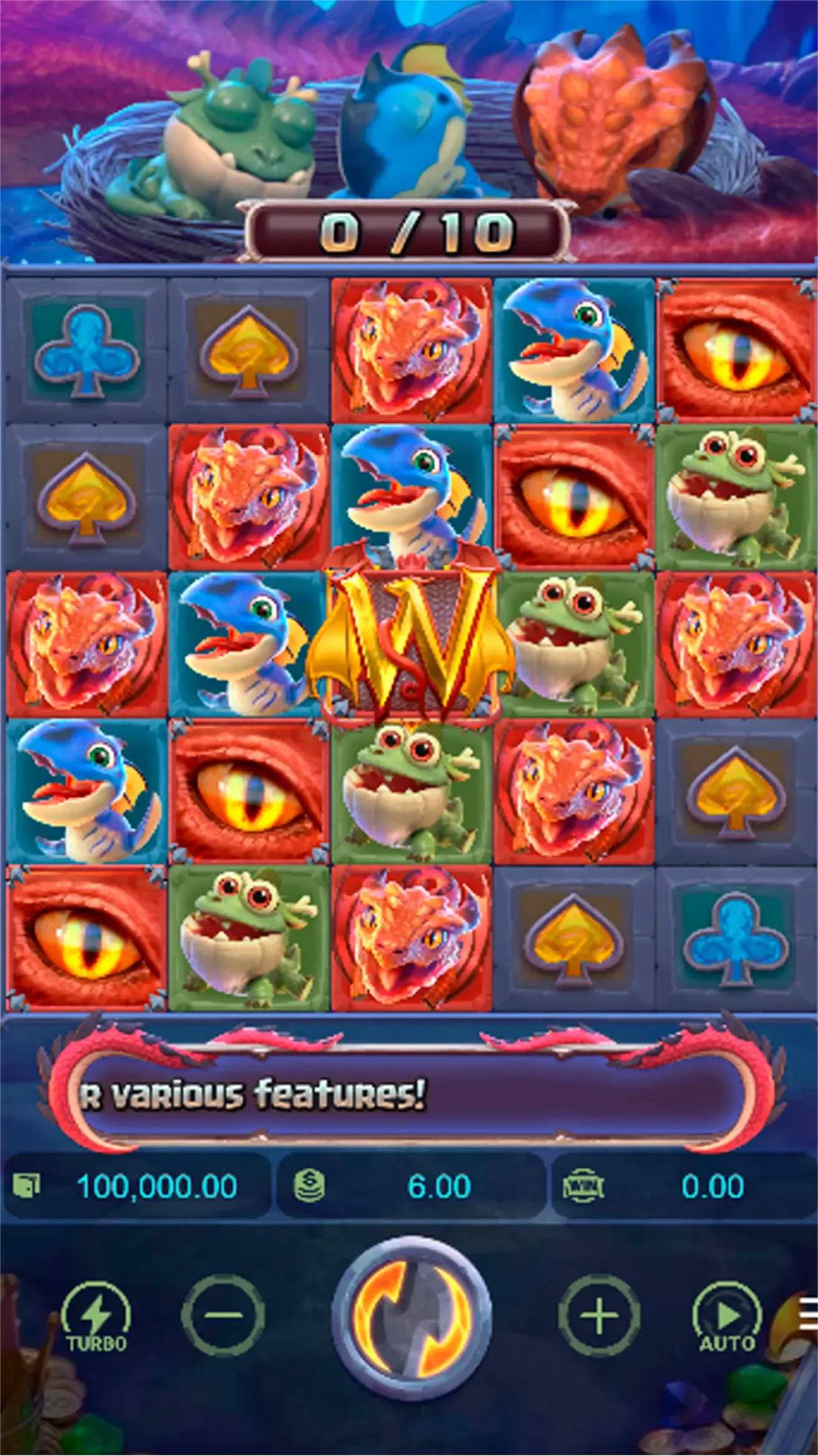 Slot Dragon Hatch com dragão ativado e cascata de combos no Esportes da Sorte