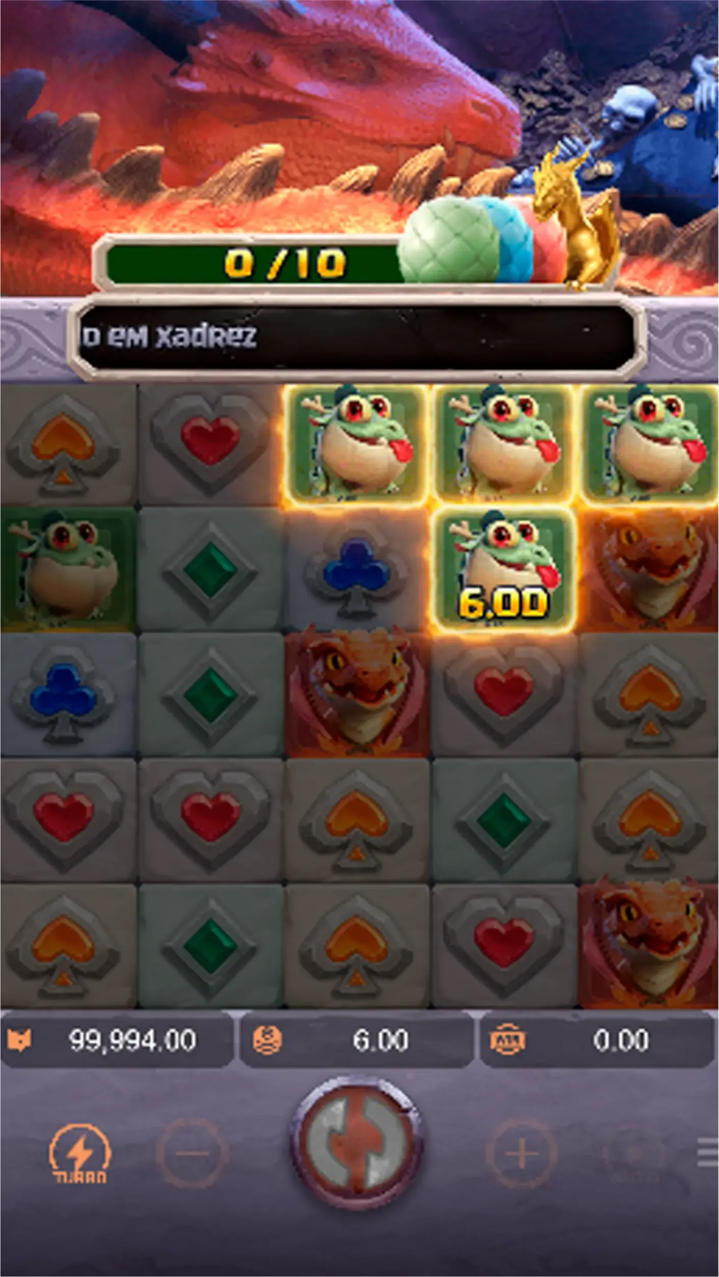 Slot Dragon Hatch com dragão ativado e cascata de combos no Esportes da Sorte