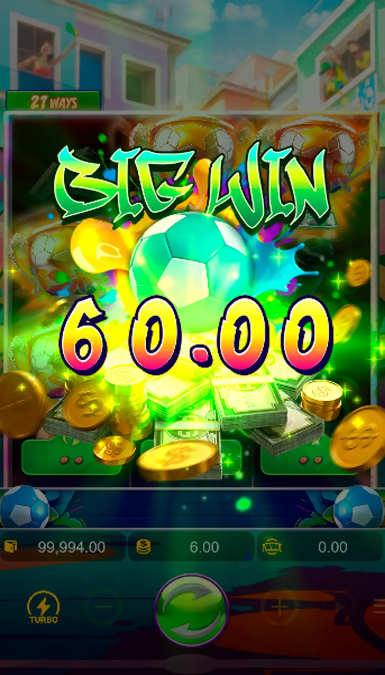 Slot Futebol Fever com bônus de tela cheia e multiplicador ativado no Esportes da Sorte