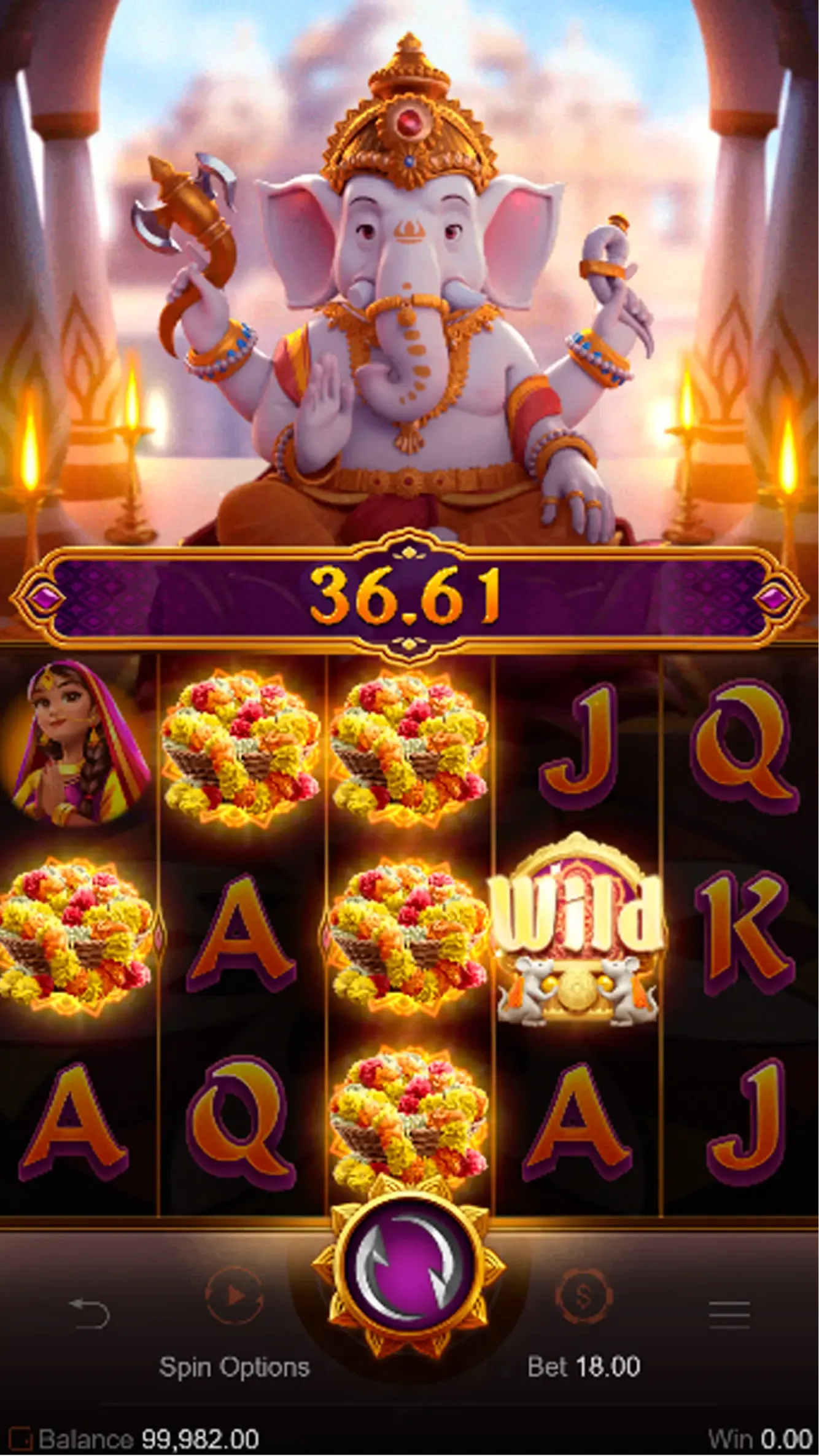 Rodadas grátis com multiplicador 6x ativo no Ganesha Gold no Esportes da Sorte