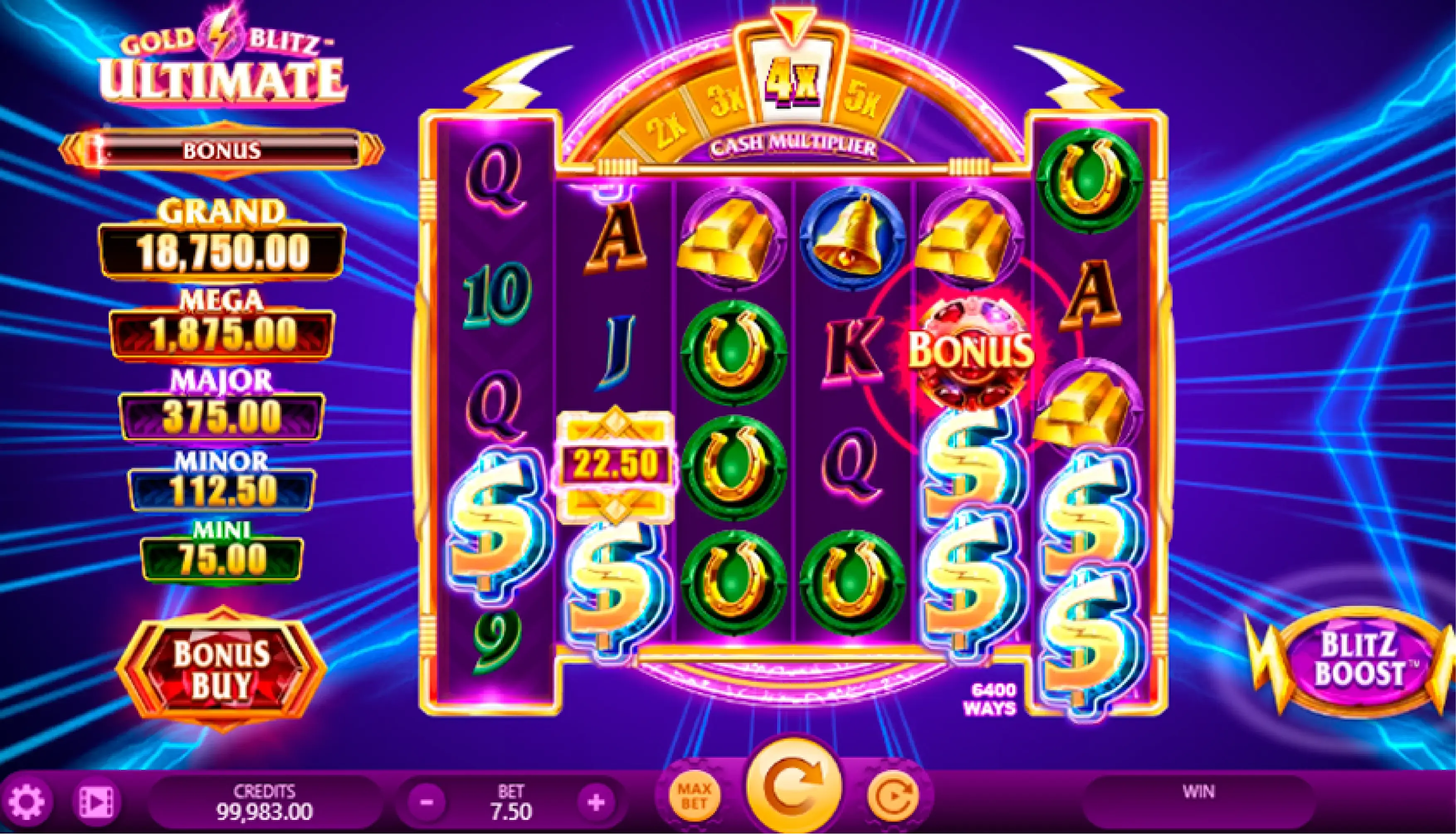 Slot Gold Blitz Ultimate com coleta de jackpot ativada no Esportes da Sorte